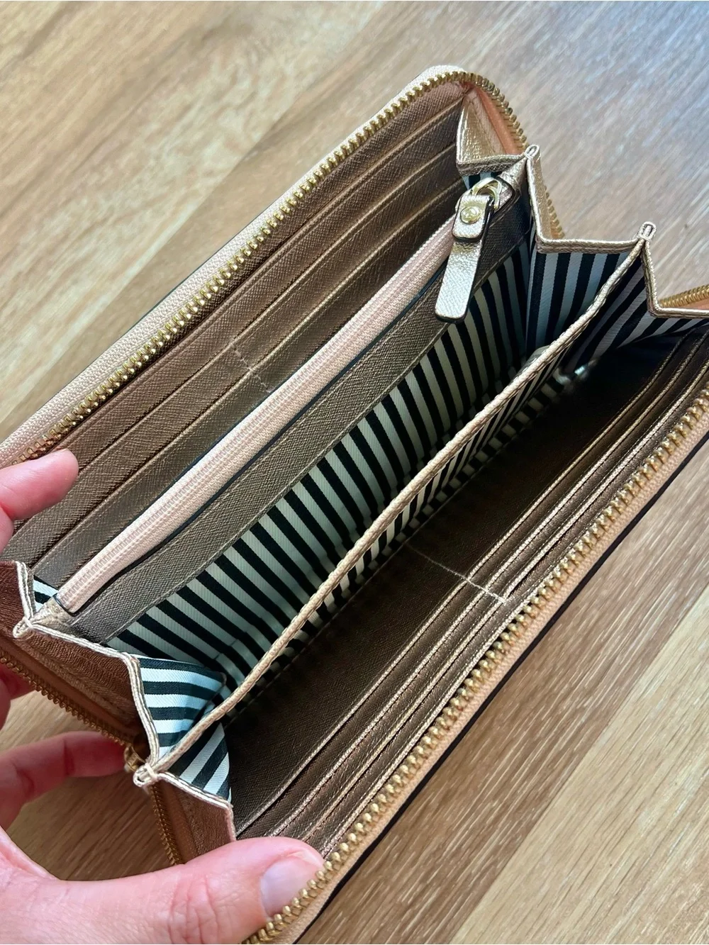 Kate Spade rose gold long zip wallet